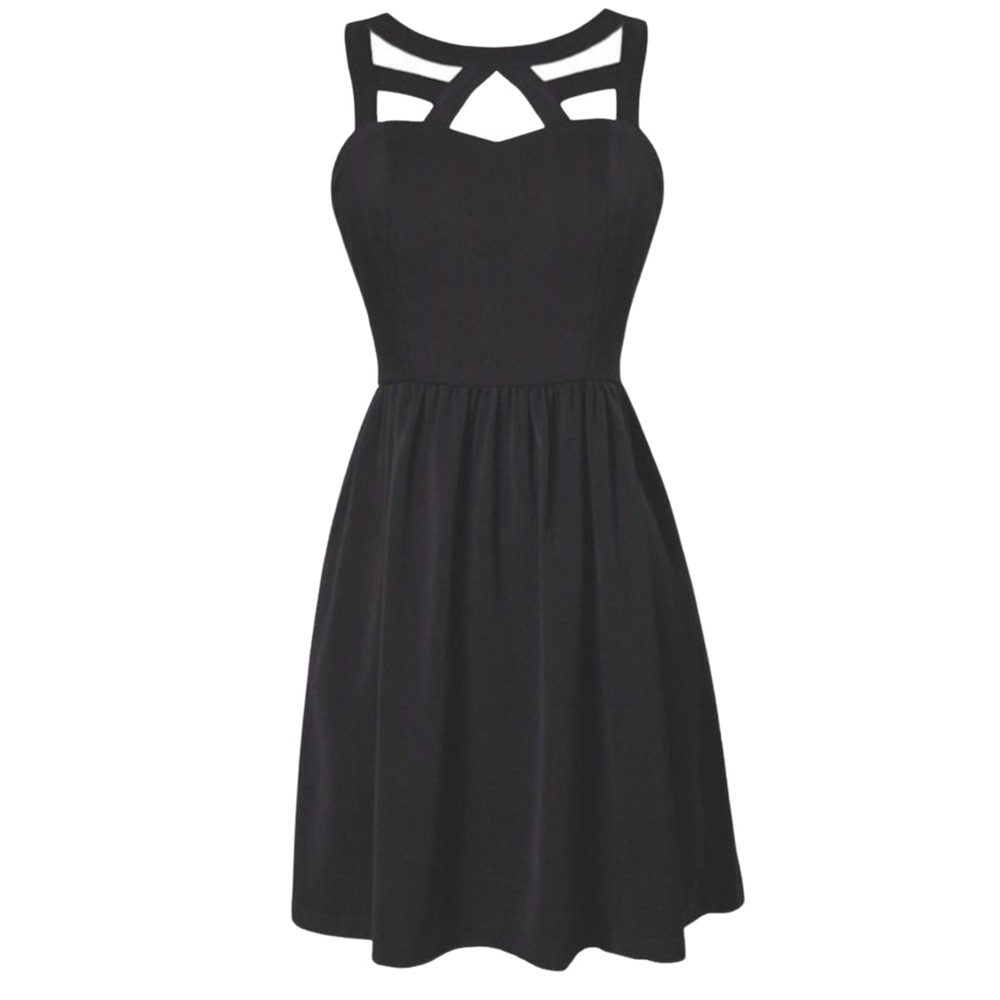 Pniina Black A-Line Sleeveless Mini Dress With Cutouts